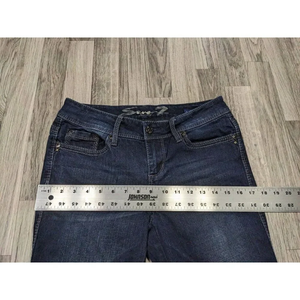 Seven‎ 7 Womens Size 4 Skinny Embroidered Studs Denim Blue Jeans